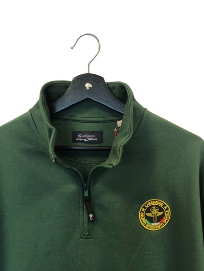 Gis Felpa 1/2 Zip Verdone Patch A Cuore