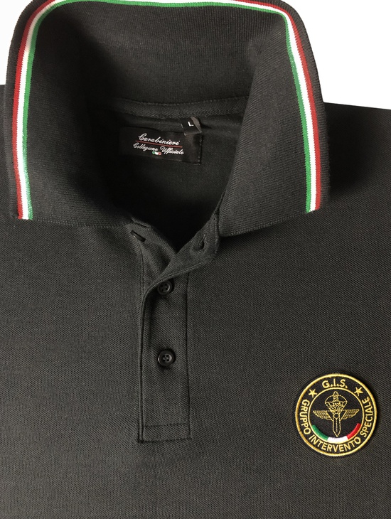 Gis Polo M/l Nero Prof.italia Patch Ricam 2