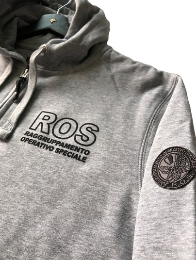 Ros Felpa Grigio melange Zip c/Capp.