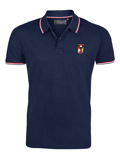 Tuscania Polo Blu Collo Rigato Patch