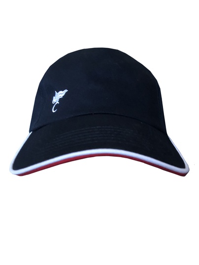 Cappello Blu Con Visiera Profili E Ricamo Fiamma Bianco