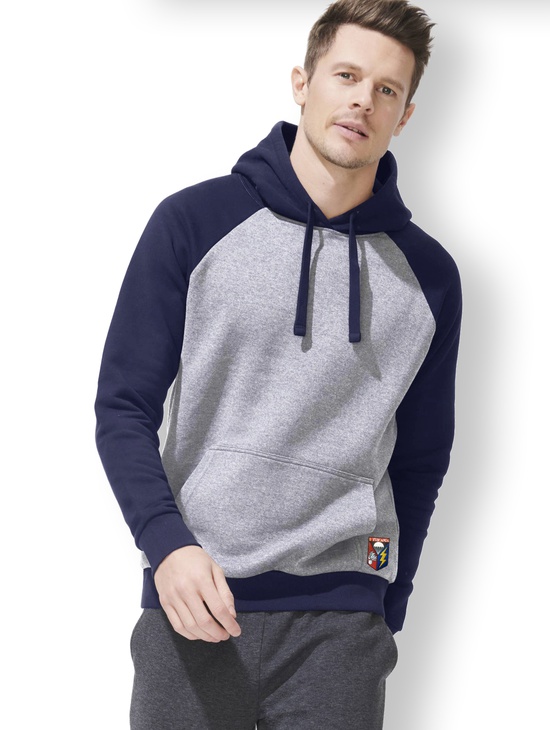 Felpa Con Cappuccio Uomo Logo Patch Falkenstejn - Morbida 60% Cotone 40% Poliestere - Con 2 Tasche Anteriori E Allacciatura