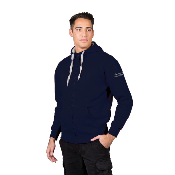 MALEFEMALE Felpa Uomo Maniche Lunghe Zip Cappuccio Cotone Blu Navy - Taglia XL