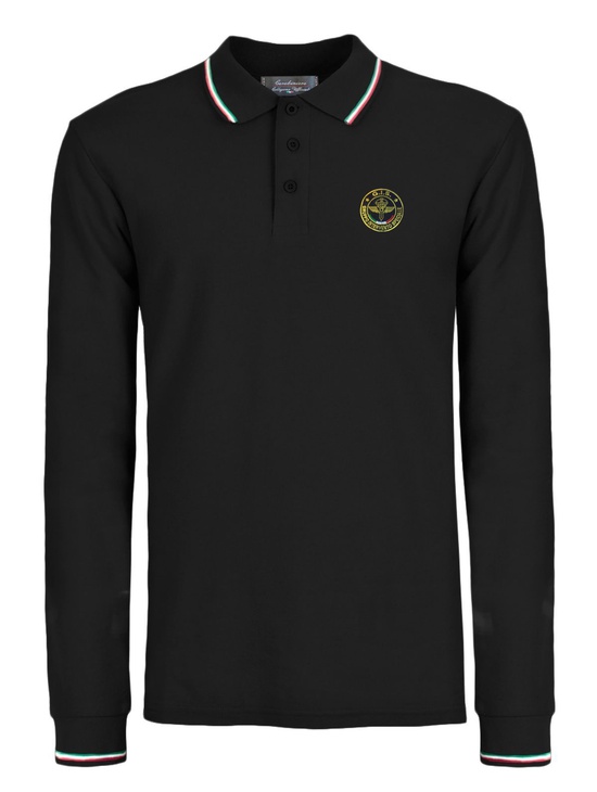 Gis Polo M/l Nero Prof.italia Patch Ricam 1