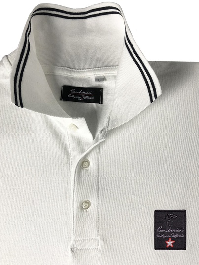 Coll.uff. Polo M/l B.co/nero Patch Ricam