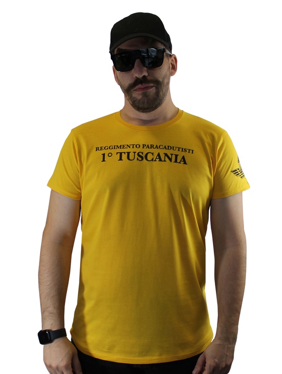 Tuscania T-shirt Gialla Stampe Flock 100co 2