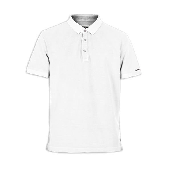 Polo in Piquet Bianco con Pizzo Blu