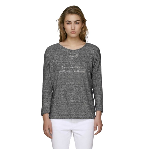 T-Shirt Donna Tribal Maschera A Gas Con Fiori - Grigio Chiaro - Taglia L - Stampata Serigraficamente