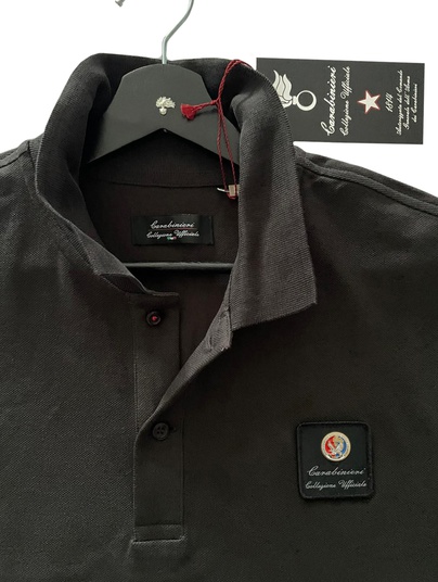 Ros Polo Piquet Carbone Patch Distintivo Metallo