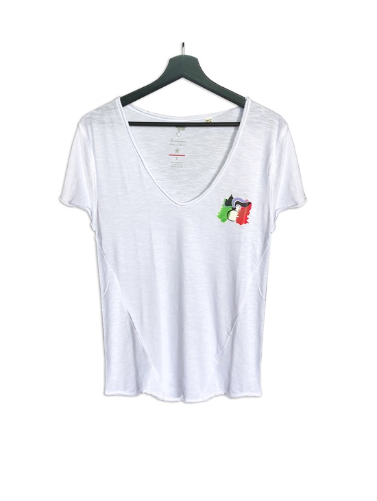 T-shirt Bianco Donna Fiamma Italia 1